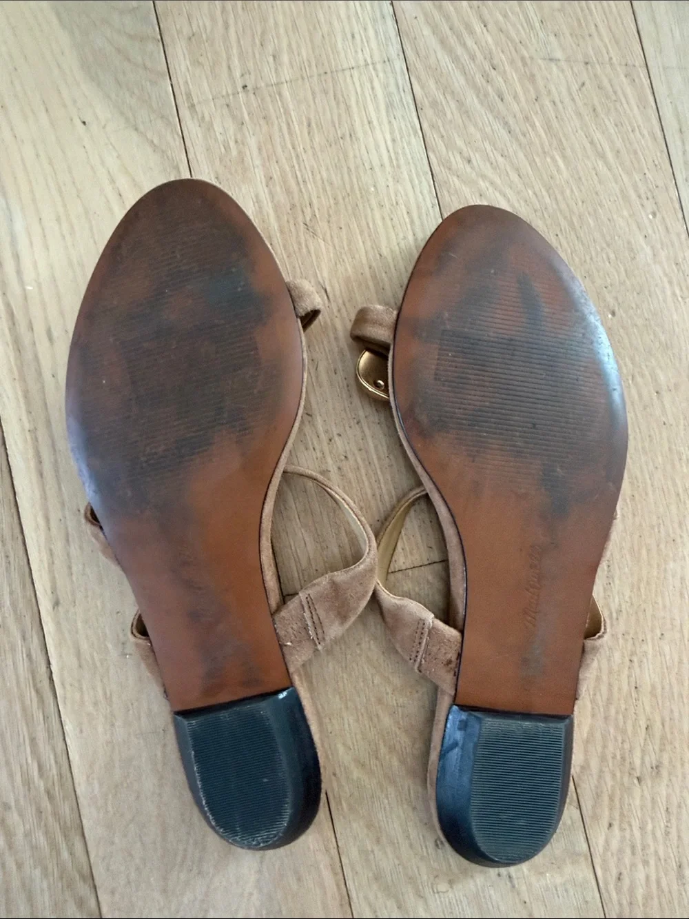Madewell Women's The Mila Organic Hardware Thong Slide Sandals in Leather size 9